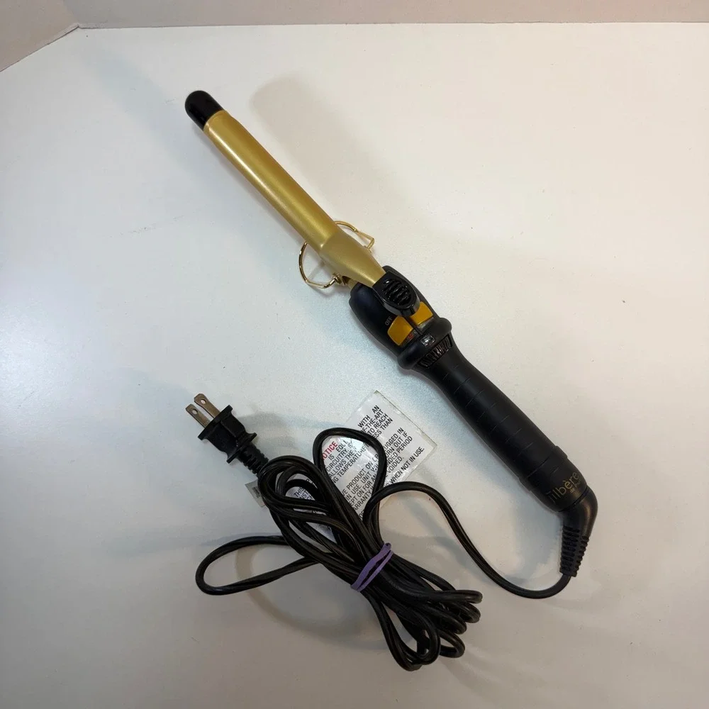 Jilbere De Paris Curling Iron 3/4 Inch Gold Ceramic Professional Wand JBP75S